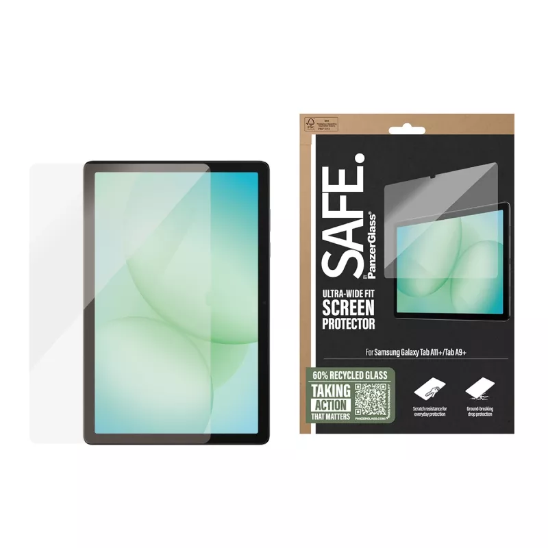 PanzerGlass SAFE. by ® Ochrona ekranu Samsung Galaxy Tab A11+ | Tab A9+ | Ultra-Wide Fit