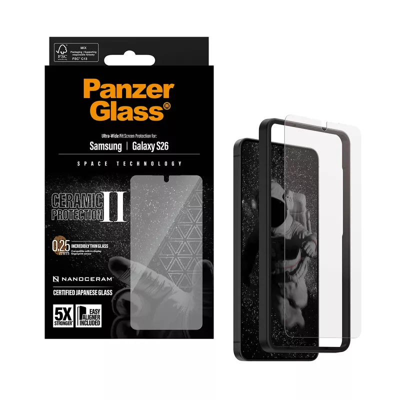 PanzerGlass® Ceramic Ochrona ekranu Samsung Galaxy S26 | Ultra-Wide Fit z EasyAligner