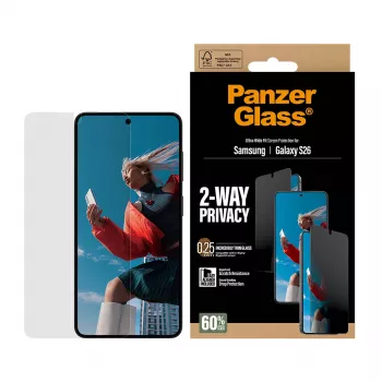 PanzerGlass 2-Way Privacy Ochrona ekranu do Samsung Galaxy S26 — Ultra-Wide Fit, PET + Silikon, odporne na zarysowania i wstrząsy