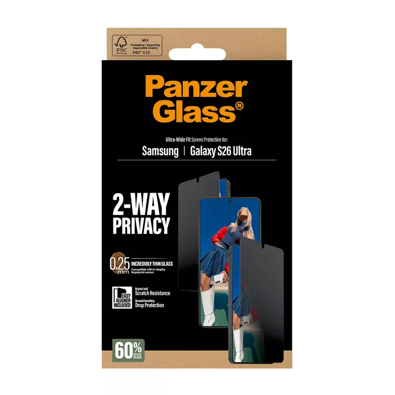Folia ochronna PanzerGlass 2-Way Privacy do Samsung Galaxy S26 Ultra — filtr prywatyzujący PET, EasyAligner, 1 szt.