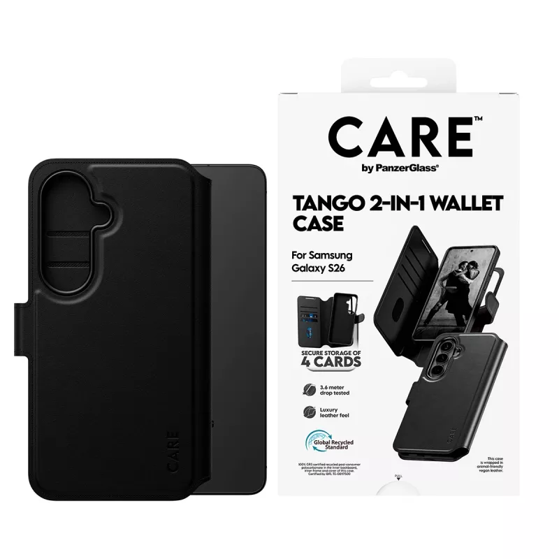 PanzerGlass CARE 2-w-1 etui portfelowe z Qi do Samsung Galaxy S26, przezroczysta obudowa