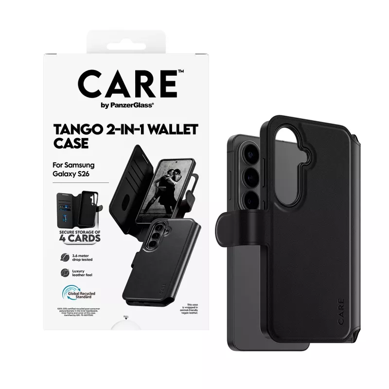 PanzerGlass CARE 2-w-1 etui portfelowe z Qi do Samsung Galaxy S26, przezroczysta obudowa