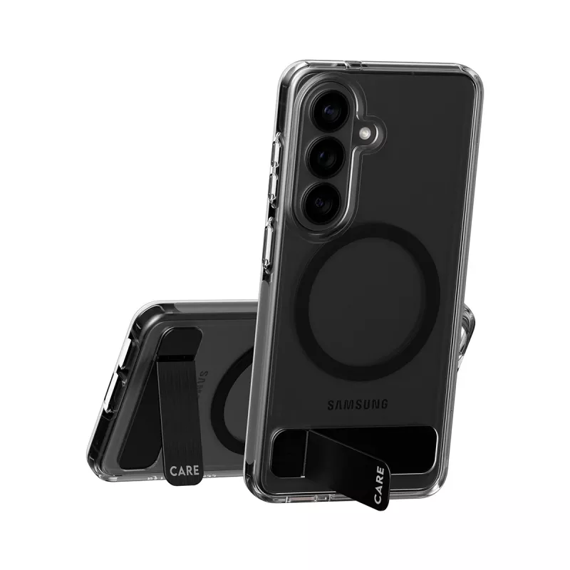 Pokrowiec ochronny PanzerGlass CARE™ Urban Explorer Case do Samsung Galaxy S26, przezroczysty z czarną podstawką i wsparciem Qi