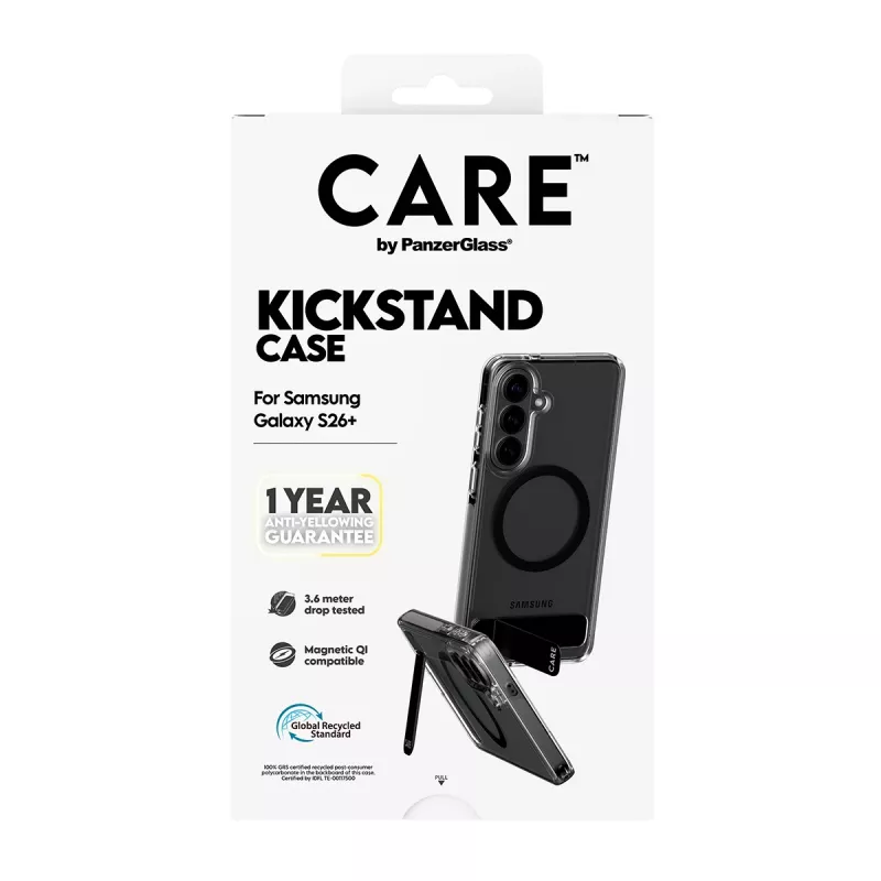 PanzerGlass CARE™ by ® etui Transparent w. Czarny Kickstand & Qi Samsung Galaxy S26+