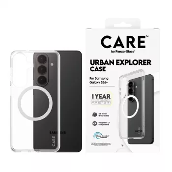 Pokrowiec ochronny PanzerGlass CARE Urban Explorer Case do Samsung Galaxy S26+ — przezroczysty, kompatybilny z Qi w kolorze białym