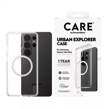 Etui na telefon PanzerGlass CARE™ by Urban Explorer — Przezroczyste etui z biały Qi dla Samsung Galaxy S26 Ultra