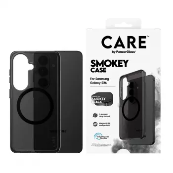 Ochronne etui na telefon PanzerGlass CARE™ Smokey Case z czarnym Qi dla Samsung Galaxy S26