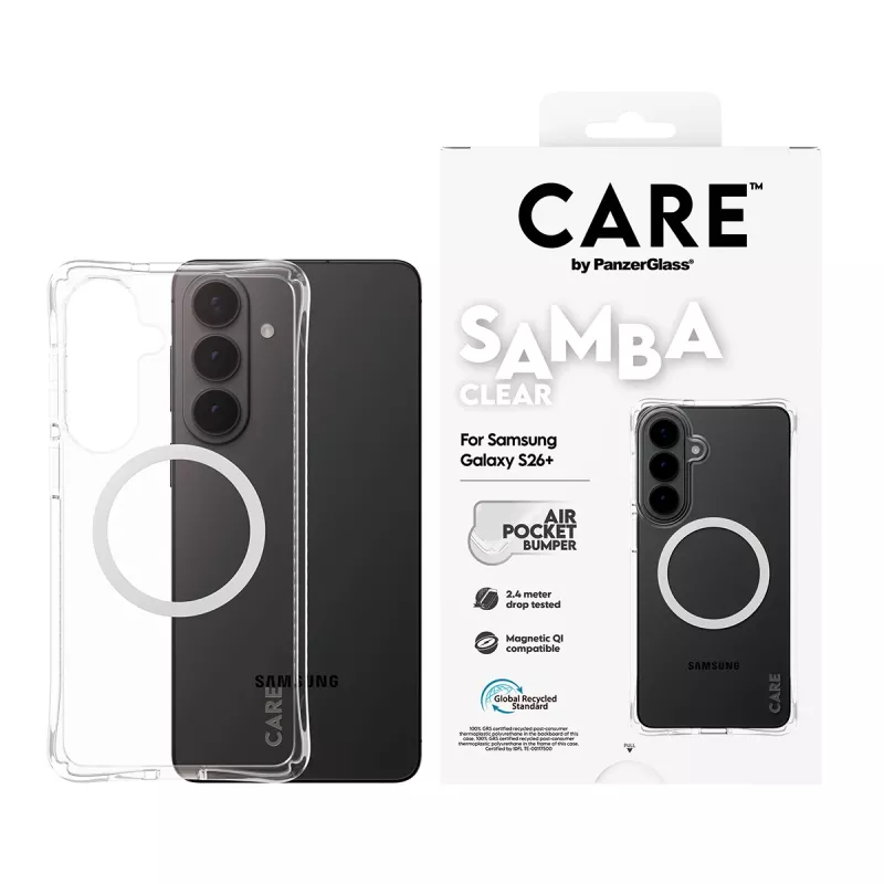 PanzerGlass CARE™ by ® Samba Case Przezroczysty z białym Qi do Samsung Galaxy S26+