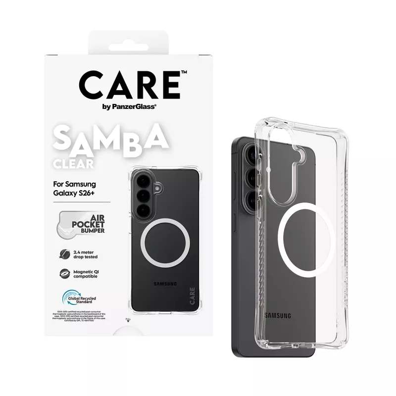 PanzerGlass CARE™ by ® Samba Case Przezroczysty z białym Qi do Samsung Galaxy S26+