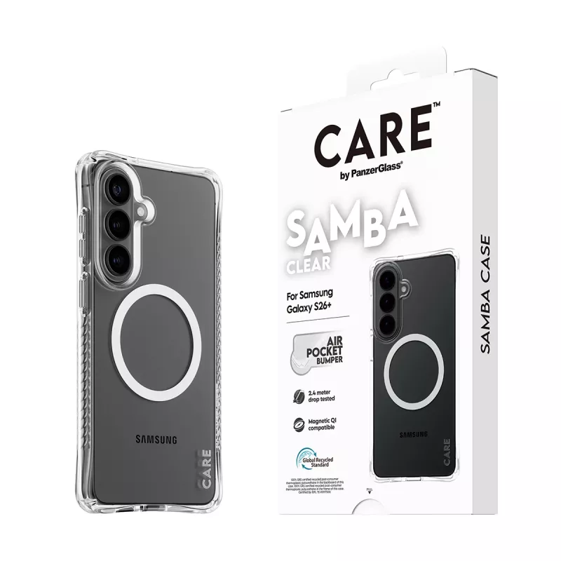PanzerGlass CARE™ by ® Samba Case Przezroczysty z białym Qi do Samsung Galaxy S26+