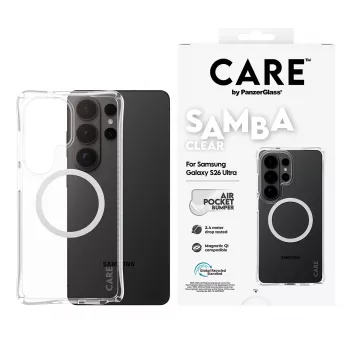 PanzerGlass CARE™ by ® Samba Etui Transparentne z Białym Qi Samsung Galaxy S26 Ultra
