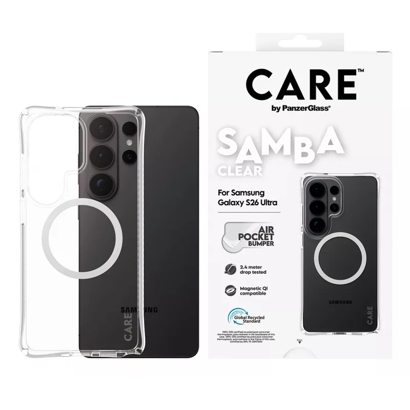 PanzerGlass CARE™ by ® Samba Etui Transparentne z Białym Qi Samsung Galaxy S26 Ultra