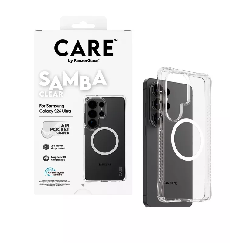 PanzerGlass CARE™ by ® Samba Etui Transparentne z Białym Qi Samsung Galaxy S26 Ultra