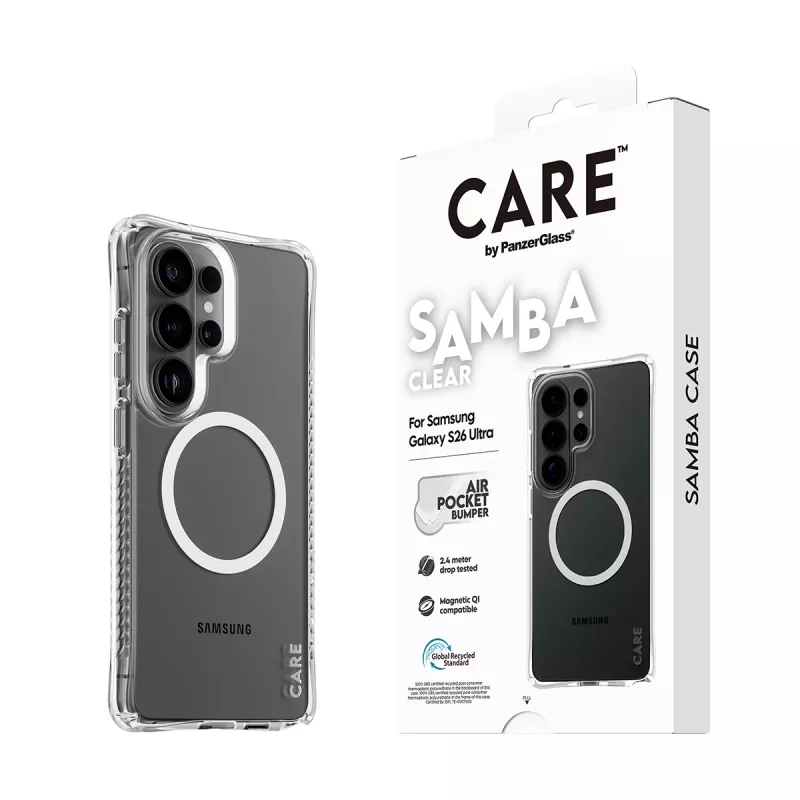 PanzerGlass CARE™ by ® Samba Etui Transparentne z Białym Qi Samsung Galaxy S26 Ultra