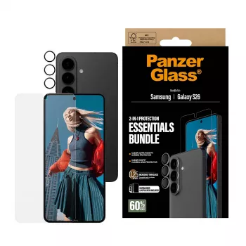 Zestaw ochronny ekranu PanzerGlass do Samsung Galaxy S26 — Hoops 2-w-1 Ultra-Wide Fit, szkło hartowane + warstwy PET/silikon