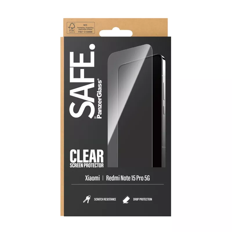 PanzerGlass SAFE. by ® Ochrona ekranu Xiaomi Redmi Note 15 Pro 5G | Ultra-Wide Fit