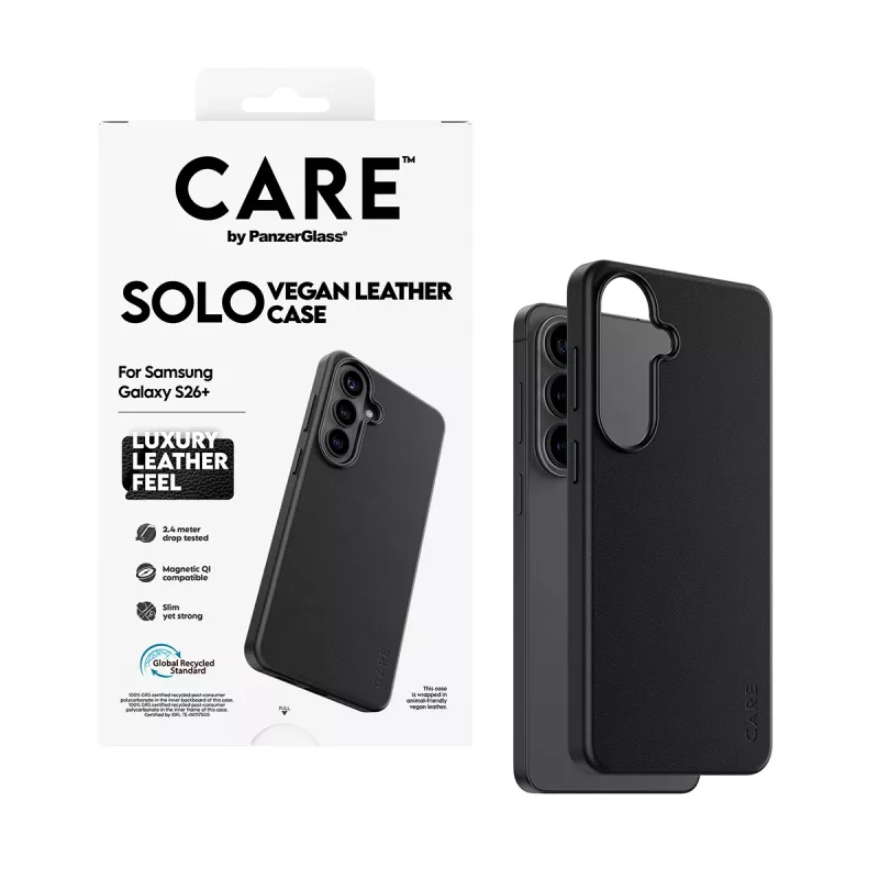 Telefoniczny pokrowiec PanzerGlass CARE Solo etui do Samsung Galaxy S26+ — Czarny, kompatybilny z Galaxy S26+