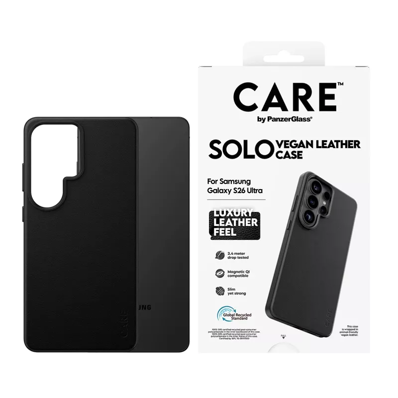 Etui na telefon PanzerGlass CARE Solo osłona do Samsung Galaxy S26 Ultra, czarne, kompatybilne z Qi