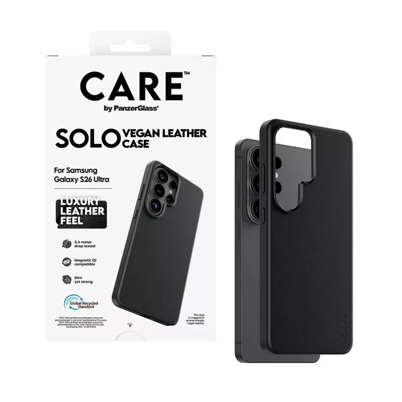 Etui na telefon PanzerGlass CARE Solo osłona do Samsung Galaxy S26 Ultra, czarne, kompatybilne z Qi