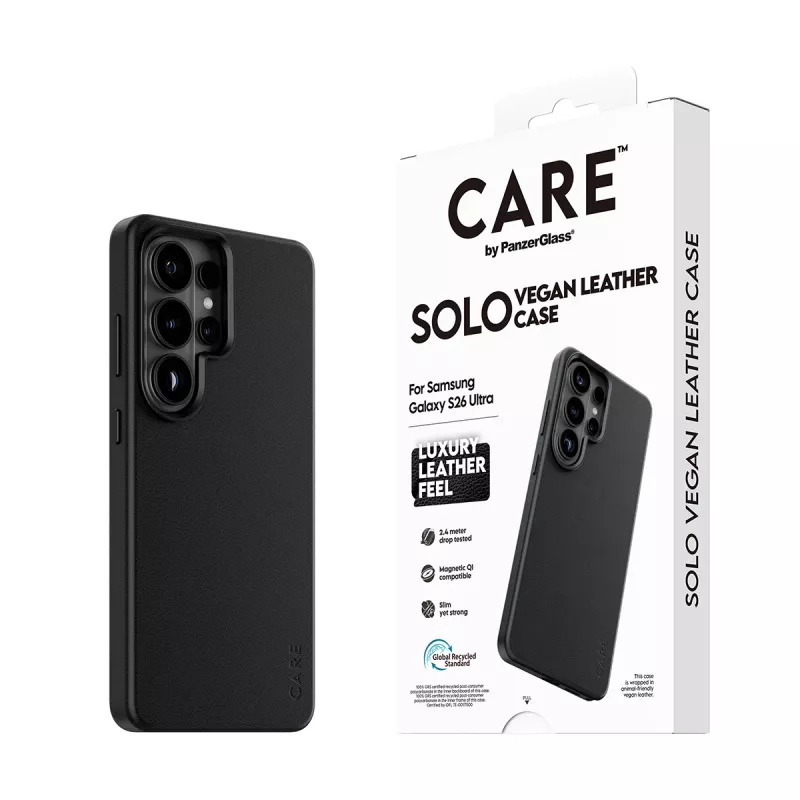 Etui na telefon PanzerGlass CARE Solo osłona do Samsung Galaxy S26 Ultra, czarne, kompatybilne z Qi