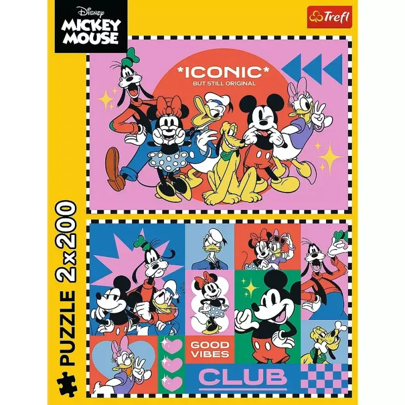 Puzzle TREFL 2x200 elementów „Czas z przyjaciółmi Miki Donald” — 2 puzzle, po 200 szt.