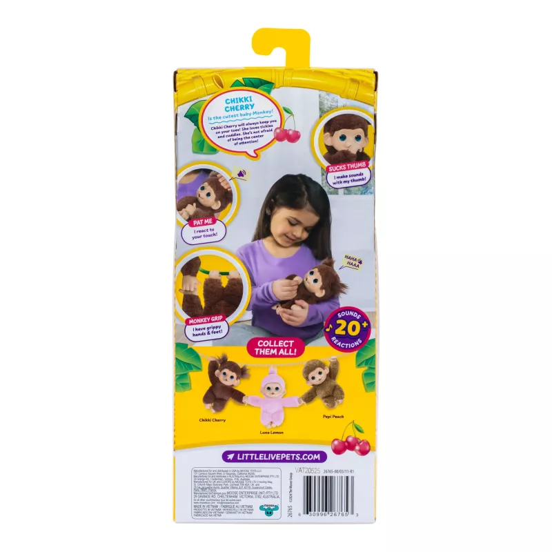 Moose Toys Little Live Pets My Baby Monkey 'Chikki Cherry', Chłopiec/Dziewczynka, 2 lat(a), Dźwiękowa