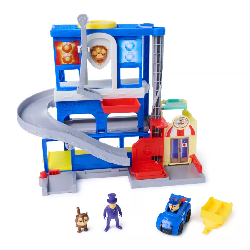 PAW Patrol : Pup Squad, Search & Rescue HQ Playset z Chase Pup Squad Racer, Figurką Humdingera i Kiciem, Zabawki dla dzieci, chłopców i dziewczynek od 3 lat