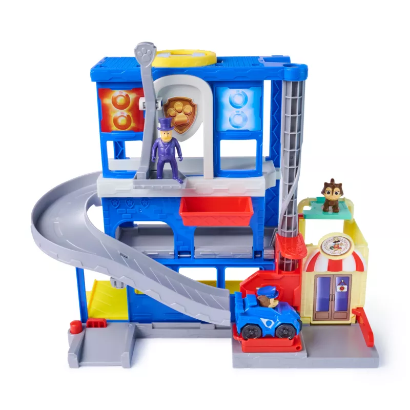 PAW Patrol : Pup Squad, Search & Rescue HQ Playset z Chase Pup Squad Racer, Figurką Humdingera i Kiciem, Zabawki dla dzieci, chłopców i dziewczynek od 3 lat