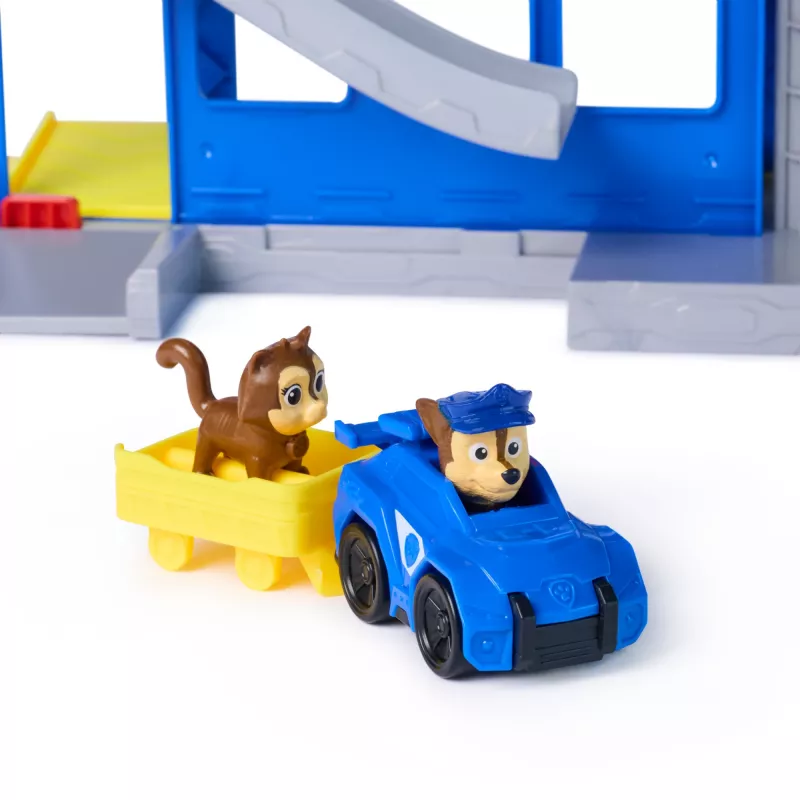 PAW Patrol : Pup Squad, Search & Rescue HQ Playset z Chase Pup Squad Racer, Figurką Humdingera i Kiciem, Zabawki dla dzieci, chłopców i dziewczynek od 3 lat