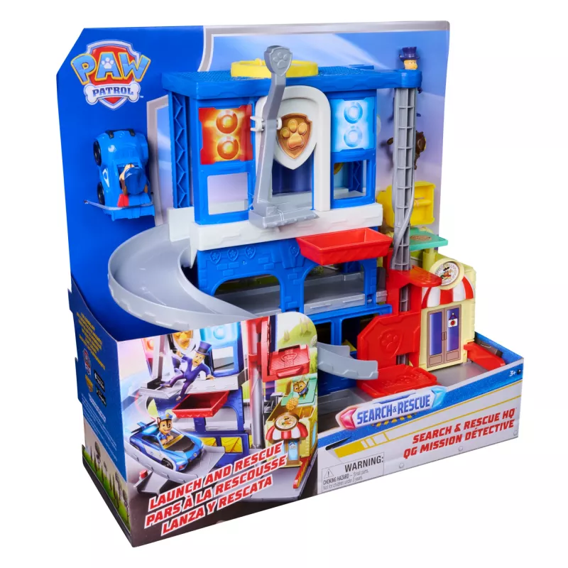 PAW Patrol : Pup Squad, Search & Rescue HQ Playset z Chase Pup Squad Racer, Figurką Humdingera i Kiciem, Zabawki dla dzieci, chłopców i dziewczynek od 3 lat