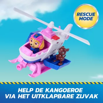 PAW Patrol : Search & Rescue, helikopter ratunkowy Skye z 2 figurkami, zabawka helikopter bohatera z akcją pull-back, zabawki dla dzieci dla chłopców i dziewczynek w wieku 3+