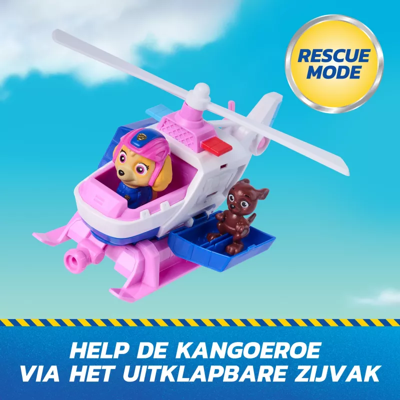 PAW Patrol : Search & Rescue, helikopter ratunkowy Skye z 2 figurkami, zabawka helikopter bohatera z akcją pull-back, zabawki dla dzieci dla chłopców i dziewczynek w wieku 3+