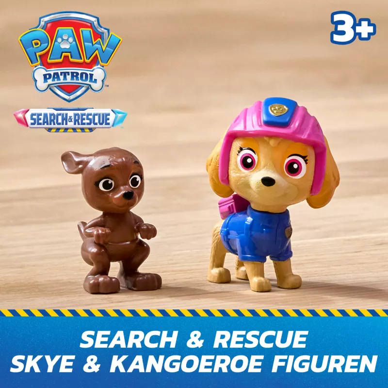PAW Patrol : Search & Rescue, helikopter ratunkowy Skye z 2 figurkami, zabawka helikopter bohatera z akcją pull-back, zabawki dla dzieci dla chłopców i dziewczynek w wieku 3+