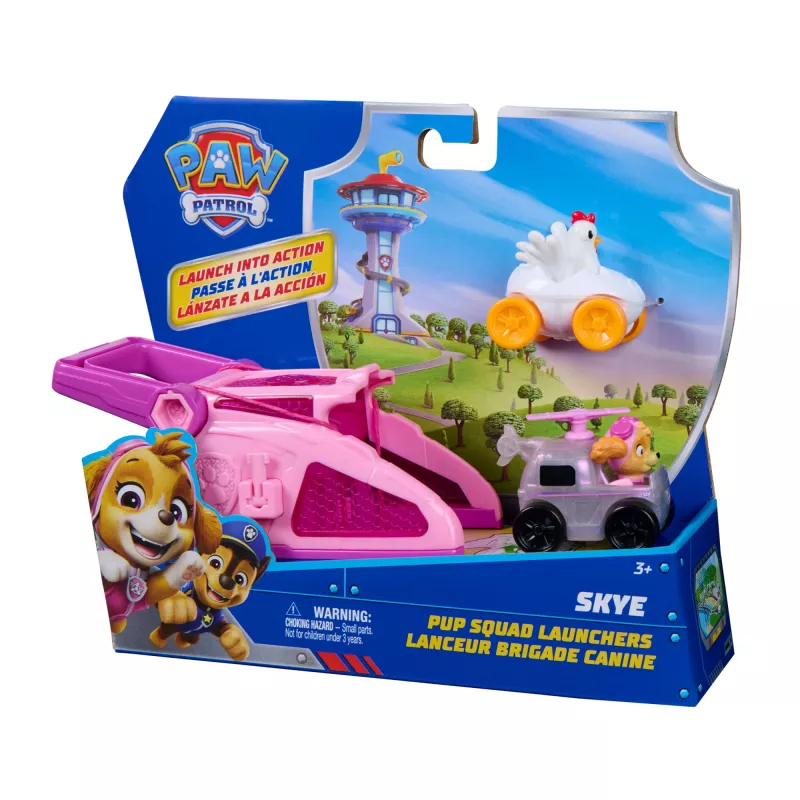 PAW Patrol Skye Pup Squad Wyrzutnie z pojazdem Chickaletta 2-pak, Zabawki dla chłopców i dziewczynek od 3 lat