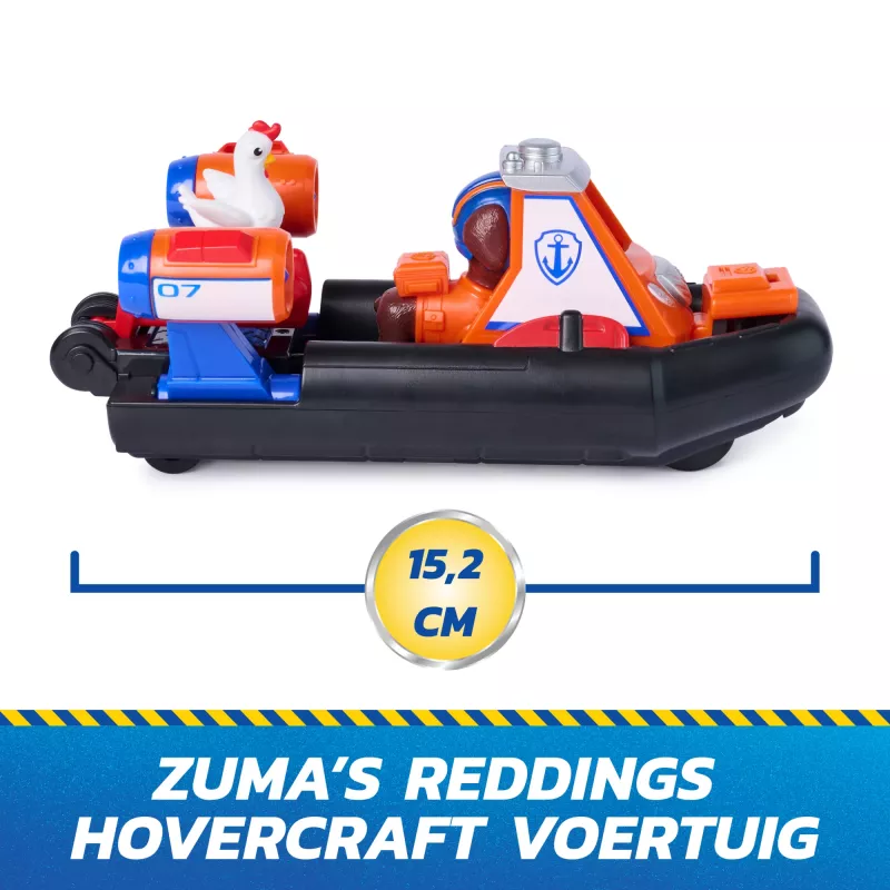 PAW Patrol: Search & Rescue, Zuma Rescue Hovercraft – wodny pojazd ratunkowy z 2 figurkami, zabawkowa łódź z mechanizmem pull-back, zabawki dla chłopców i dziewczynek od 3 lat