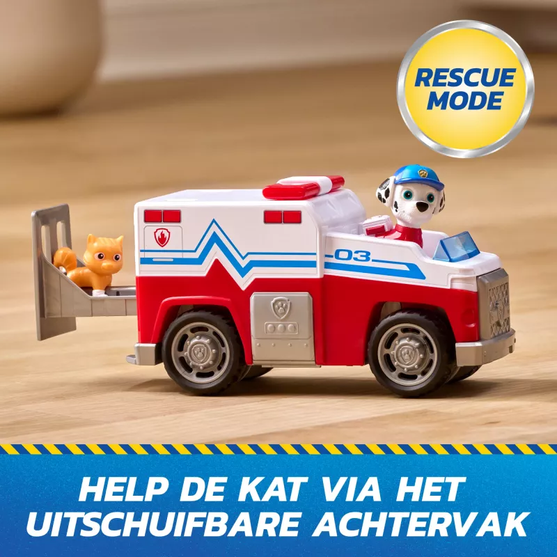 PAW Patrol : Search & Rescue, pojazd Marshalla Rescue Responder z 2 figurkami, zabawkowy samochód z napędem pull-back, zabawki dla chłopców i dziewczynek od 3 lat