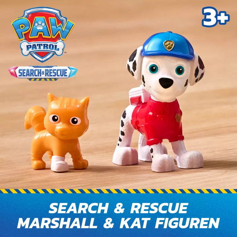 PAW Patrol : Search & Rescue, pojazd Marshalla Rescue Responder z 2 figurkami, zabawkowy samochód z napędem pull-back, zabawki dla chłopców i dziewczynek od 3 lat