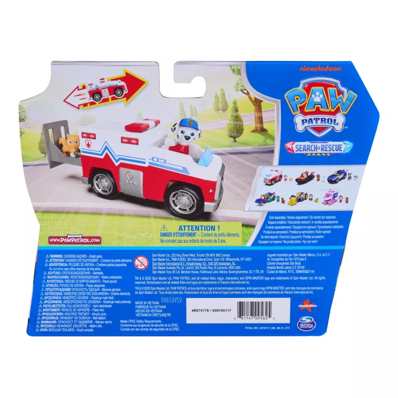 PAW Patrol : Search & Rescue, pojazd Marshalla Rescue Responder z 2 figurkami, zabawkowy samochód z napędem pull-back, zabawki dla chłopców i dziewczynek od 3 lat