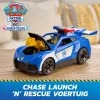 PAW Patrol : Search & Rescue, Chase Launch 'N' Rescue Cruiser z figurką i 2 pociskami, światłami, dźwiękami i ukrytą wyrzutnią, zabawki dla dzieci dla chłopców i dziewczynek od 3 lat