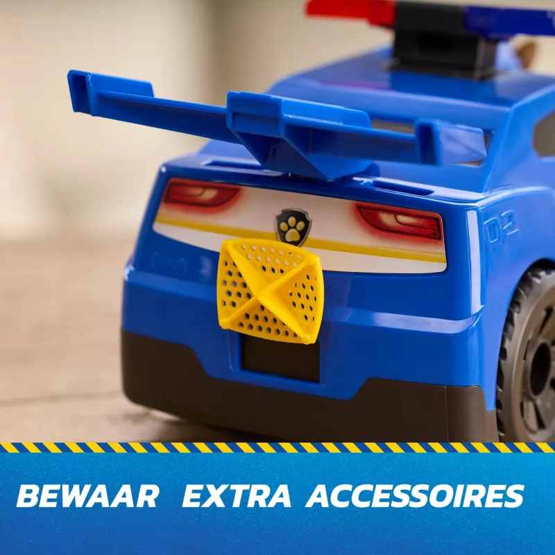 PAW Patrol : Search & Rescue, Chase Launch 'N' Rescue Cruiser z figurką i 2 pociskami, światłami, dźwiękami i ukrytą wyrzutnią, zabawki dla dzieci dla chłopców i dziewczynek od 3 lat