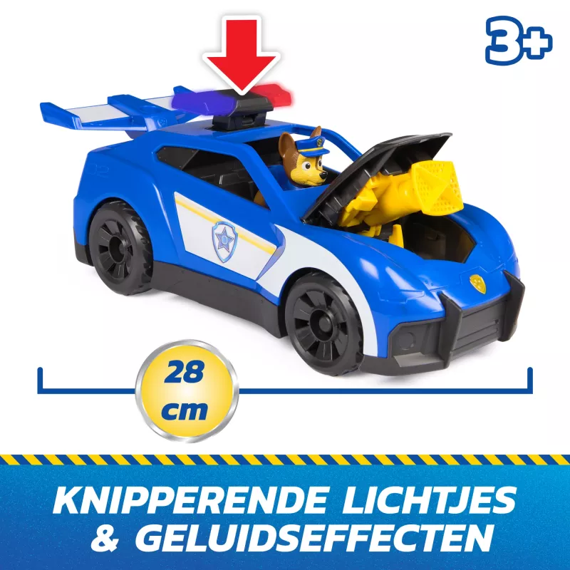 PAW Patrol : Search & Rescue, Chase Launch 'N' Rescue Cruiser z figurką i 2 pociskami, światłami, dźwiękami i ukrytą wyrzutnią, zabawki dla dzieci dla chłopców i dziewczynek od 3 lat