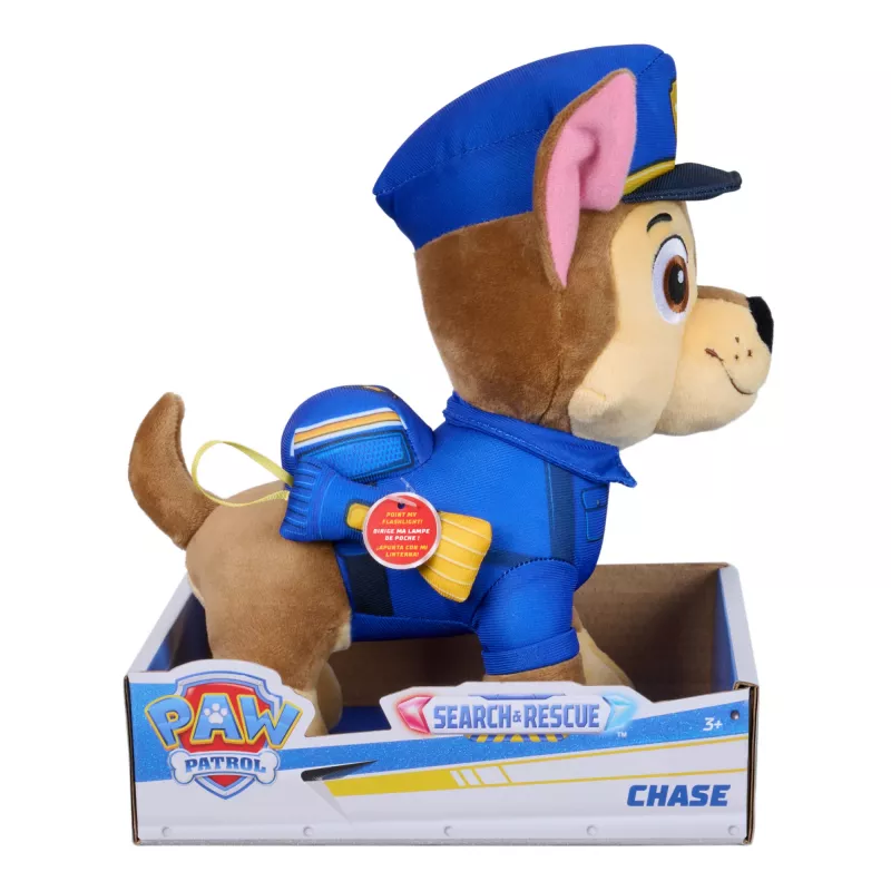 PAW Patrol : Chase Poszukiwawczo-Ratowniczy, pluszowa zabawka z latarką, zabawki przedszkolne, zabawki dla chłopców i dziewczynek, od 3 lat, 10”