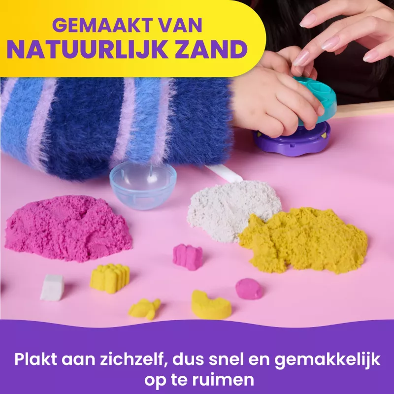 Kinetic Sand, Zestaw miksera do smoothie, dodatki do koszyczka wielkanocnego, zawiera 14 uncji formowalnego piasku, narzędzia i foremkę na loda, zabawkowa żywność