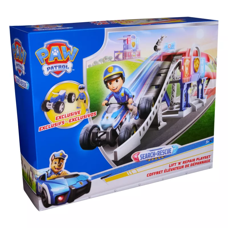 Zestaw zabawkowy PAW Patrol Search & Rescue Lift 'N' Repair z ekskluzywną figurką i pojazdem, ponad 30 cali długości, zabawki dla chłopców i dziewczynek od 3 lat
