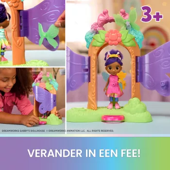 Gabby's Dollhouse Fairylandia, Zestaw Magicznego Ujawnienia Wróżki z funkcją transformacji i akcesoriami do domku dla lalek, zabawki dla dziewczynek i chłopców od 3 lat
