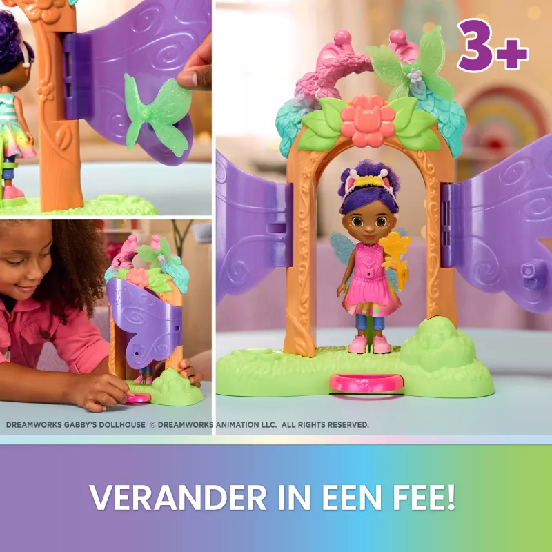 Gabby's Dollhouse Fairylandia, Zestaw Magicznego Ujawnienia Wróżki z funkcją transformacji i akcesoriami do domku dla lalek, zabawki dla dziewczynek i chłopców od 3 lat