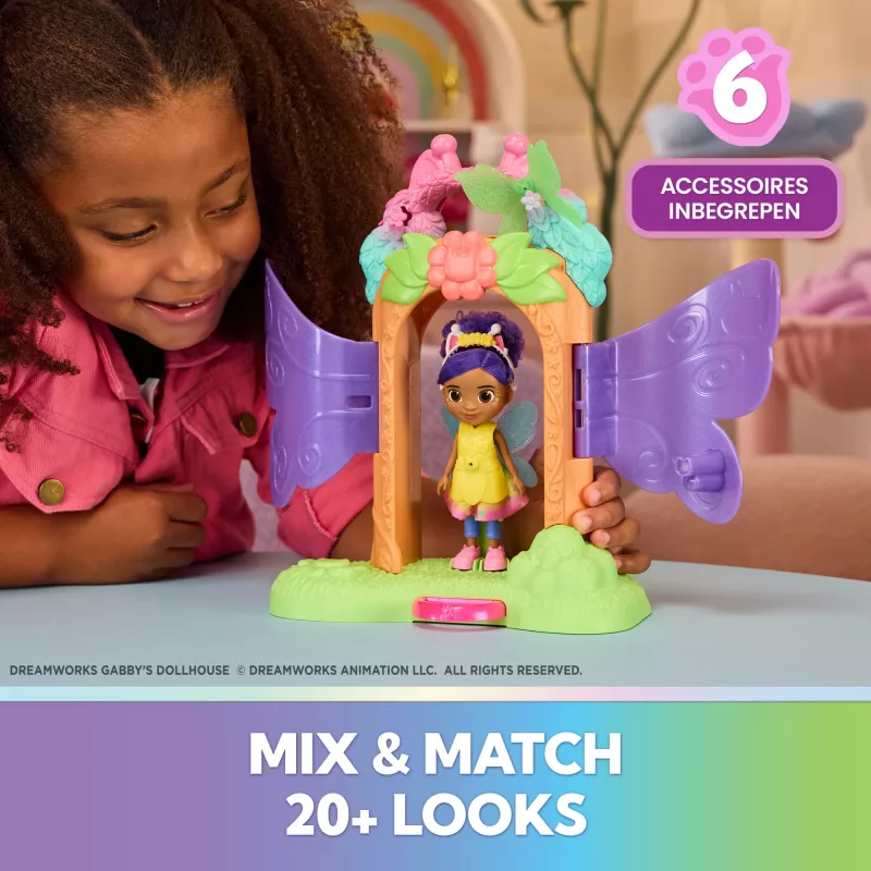 Gabby's Dollhouse Fairylandia, Zestaw Magicznego Ujawnienia Wróżki z funkcją transformacji i akcesoriami do domku dla lalek, zabawki dla dziewczynek i chłopców od 3 lat