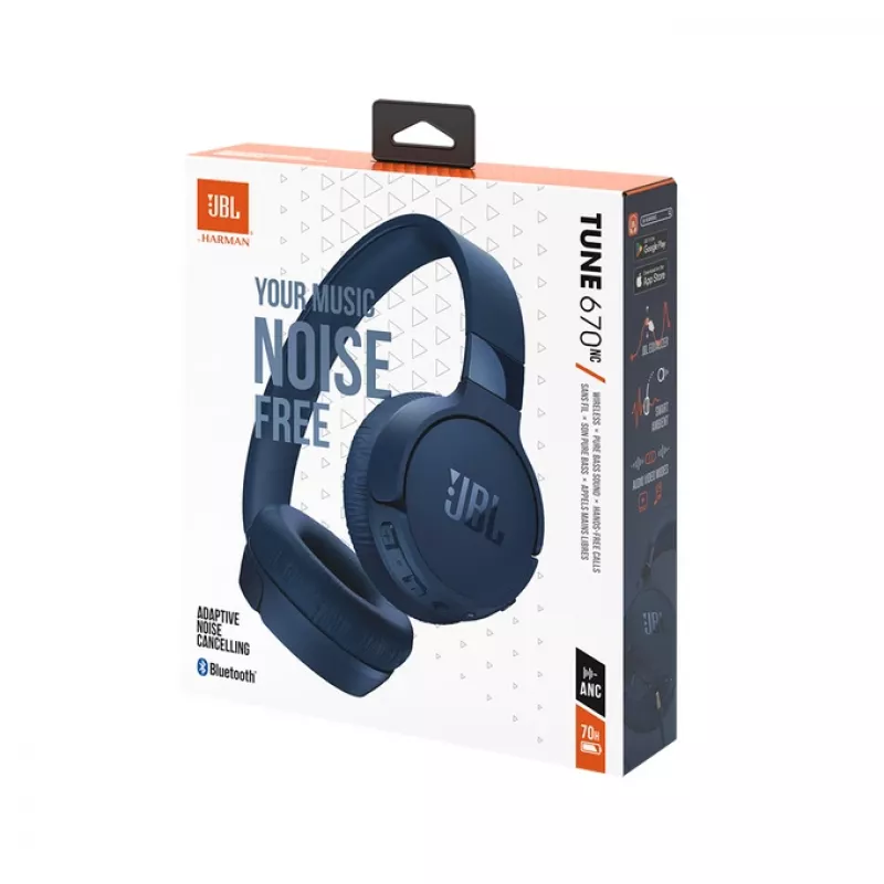 JBL Tune 670 NC Zestaw słuchawkowy Przewodowy i bezprzewodowy Nakładany na głowę Połączenia/Muzyka USB Type-C Bluetooth Niebieski