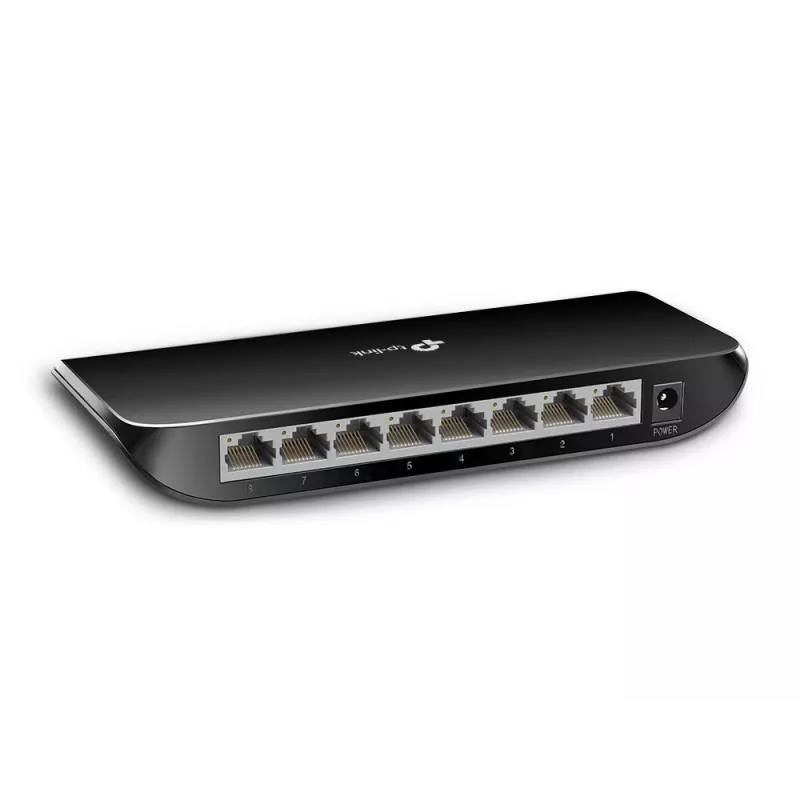 TP-Link 8-portowy gigabitowy przełącznik sieciowy na biurko, niezarządzalny, Gigabit Ethernet (10/100/1000), z możliwością montażu na ścianie