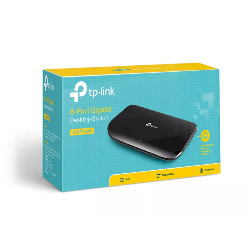 TP-Link 8-portowy gigabitowy przełącznik sieciowy na biurko, niezarządzalny, Gigabit Ethernet (10/100/1000), z możliwością montażu na ścianie